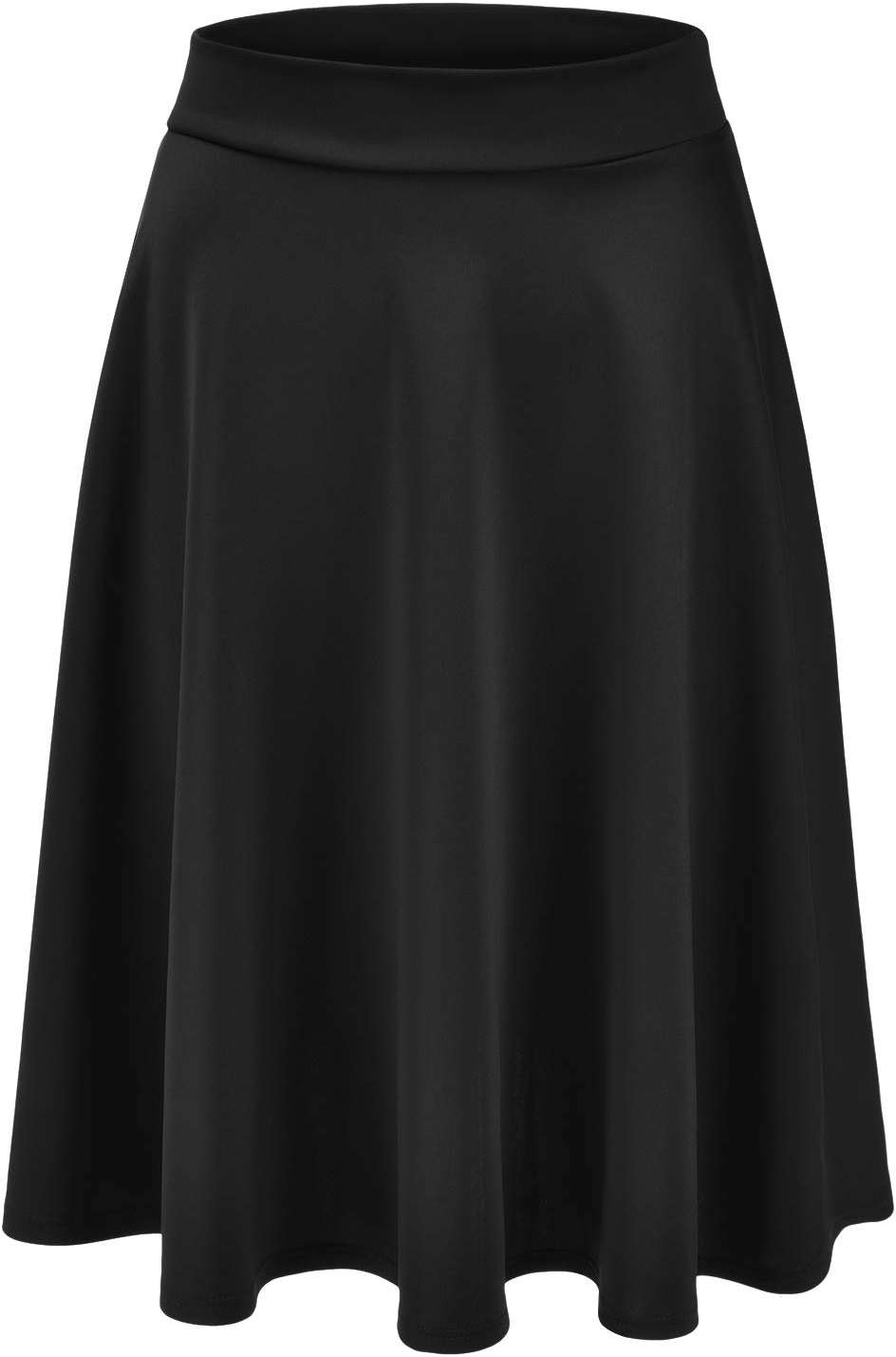 EIMIN Women's Basic Versatile Stretchy Flared Casual Midi Skater Skirt (S-3XL) - Image 1