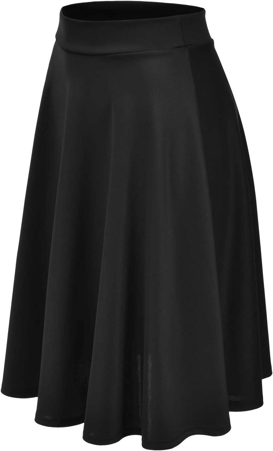EIMIN Women's Basic Versatile Stretchy Flared Casual Midi Skater Skirt (S-3XL) - Image 2