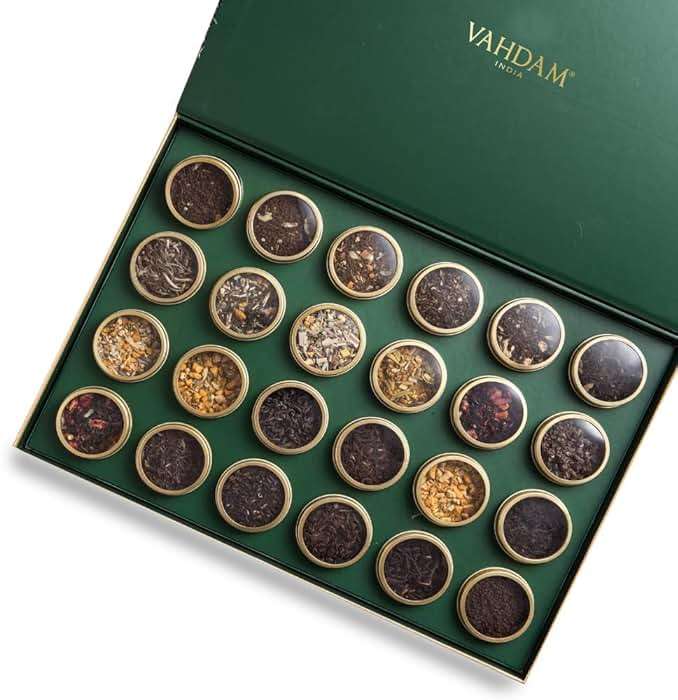 VAHDAM, Luxury Tea Gift Set | 24 Unique Loose Leaf Teas in Tin Caddies - Premium Tea Gift Box |Gluten Free & Non GMO | Gifts for Women, Men & Adults - Image 1