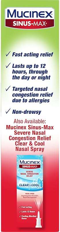 Mucinex Sinus-Max Severe Nasal Congestion Relief Sinus & Allergy Nasal Spray, 0.75 Fluid Ounce - Image 14