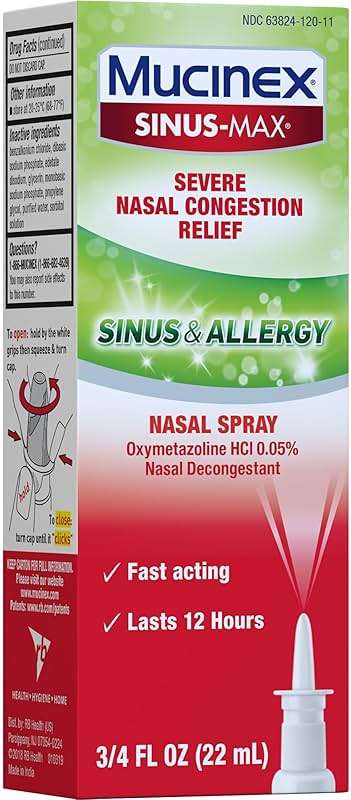 Mucinex Sinus-Max Severe Nasal Congestion Relief Sinus & Allergy Nasal Spray, 0.75 Fluid Ounce - Image 17
