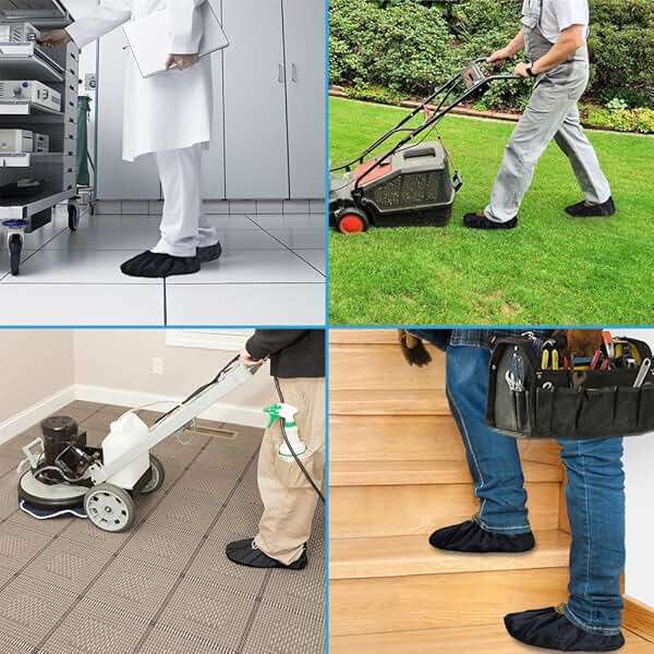 LINKEASE Reusable Boot & Shoe Covers Water Resistant Non Skid and Washable for Real Estate Contractors to Keep Floors Carpets Footwear and Rooms Clean - 5 Pairs (Extra Large, Black) - Image 6