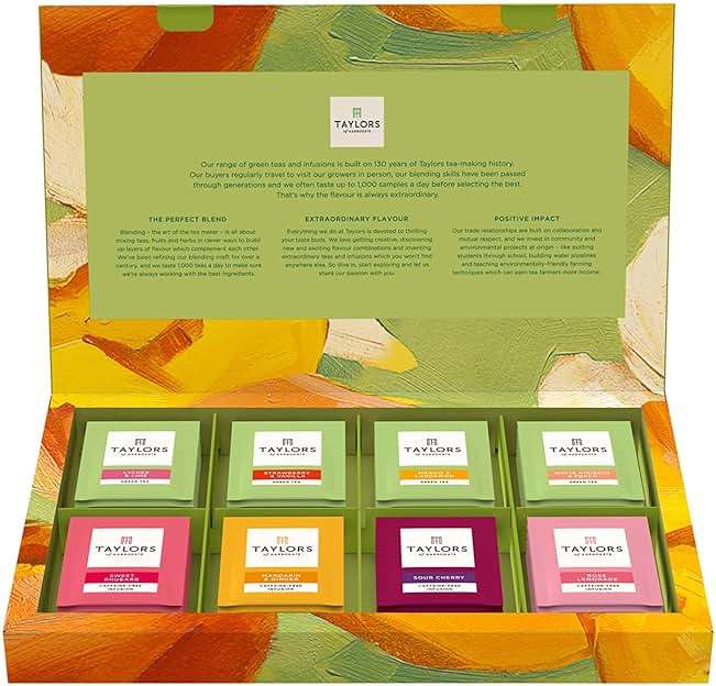 Taylors of Harrogate Assorted Green & Herbal Teas Sampler, Variety Pack Gift Box, Individually Wrapped Bags, 48 Count (Pack of 1), Premium Green & Herbal Teas, Mixed Caffeinated & Caffeine-Free Selection, 48 Teabags - Image 1