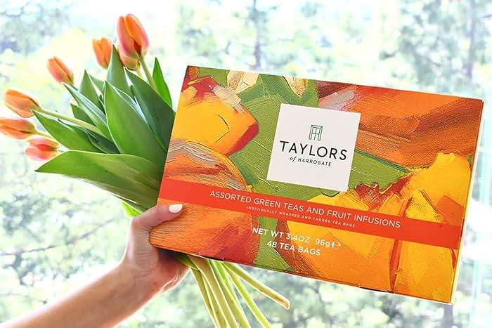 Taylors of Harrogate Assorted Green & Herbal Teas Sampler, Variety Pack Gift Box, Individually Wrapped Bags, 48 Count (Pack of 1), Premium Green & Herbal Teas, Mixed Caffeinated & Caffeine-Free Selection, 48 Teabags - Image 6