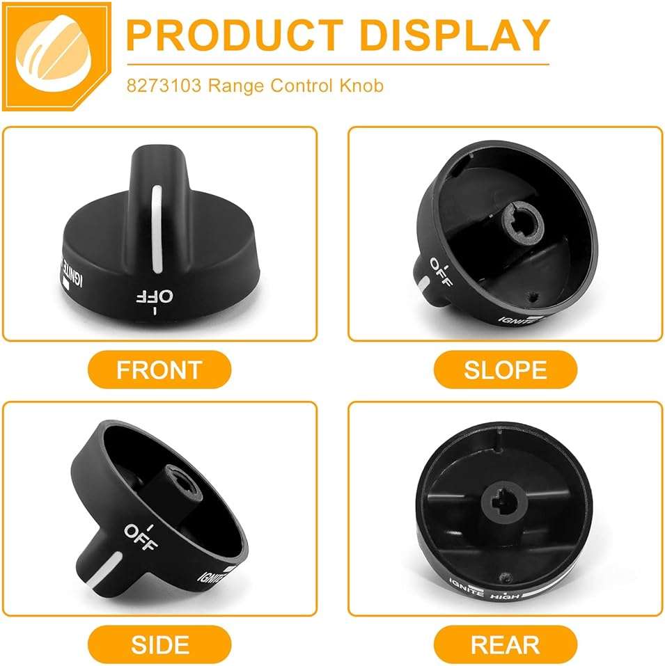AMI PARTS 8273103 Range Control Knob Replacement Part - Compatible with Whirlpool Gas Stove - Replace WP8273103 AP6012363 (2pcs Black) - Image 5