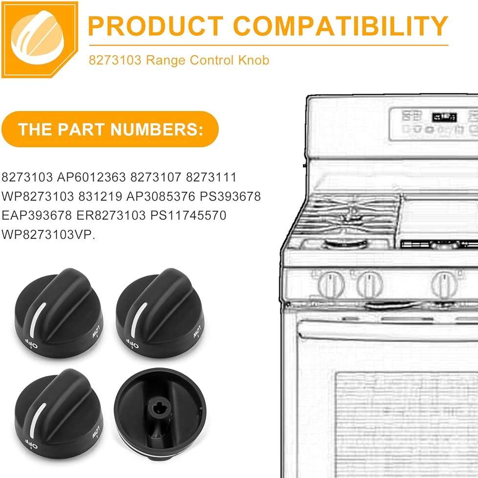 AMI PARTS 8273103 Range Control Knob Replacement Part - Compatible with Whirlpool Gas Stove - Replace WP8273103 AP6012363 (2pcs Black) - Image 7