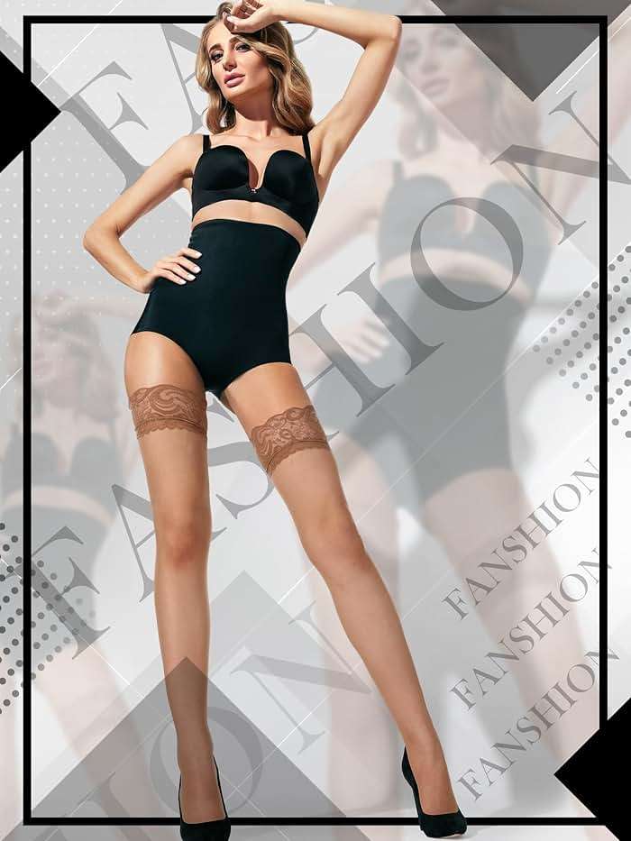 Boao Women Thigh High Stockings Anti-skid Silicone Lace Stockings Silk Stocking Tights for Women and Girls Supplies - Image 7