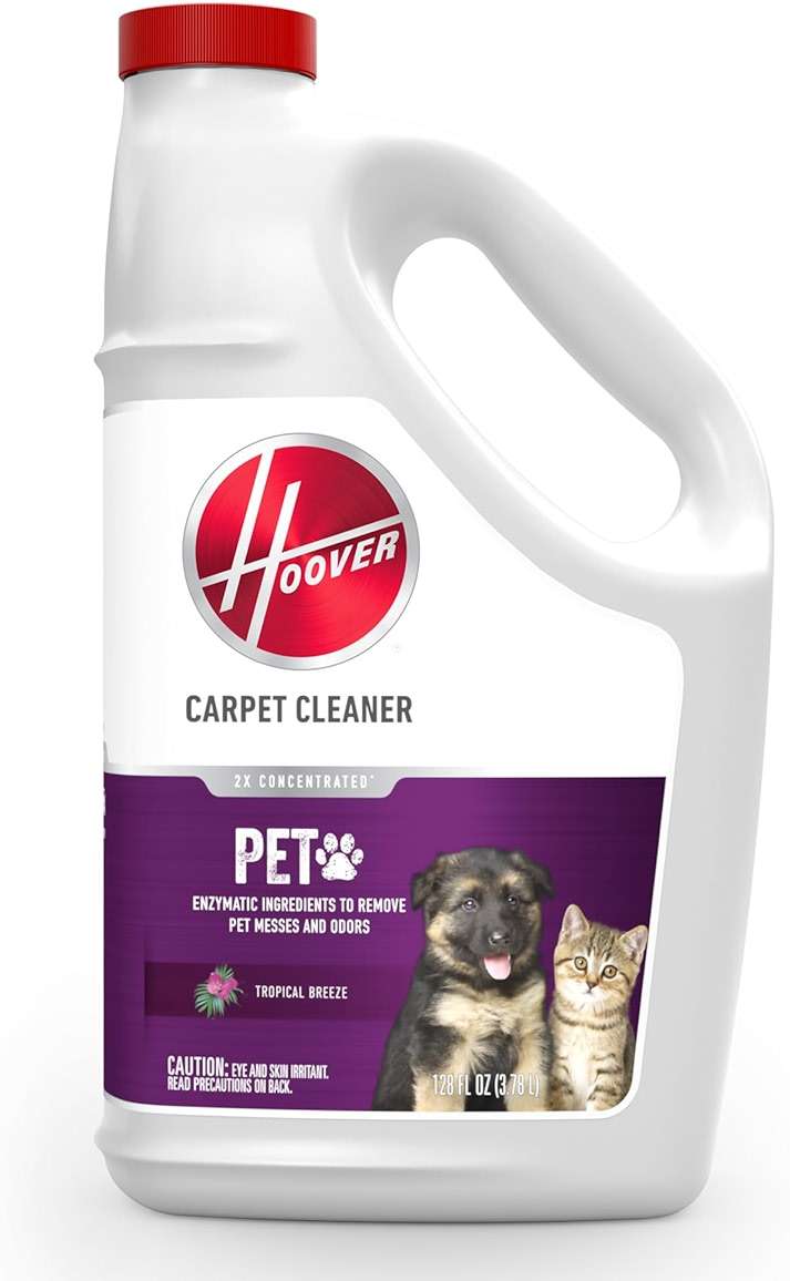 Hoover Pet Carpet Cleaner Solution, 128 oz., Tropical Breeze Scent, Deep Cleaning Shampoo Solution, Eliminates Urine Stains and Odors, Pair Carpet Cleaner Machine - Image 1