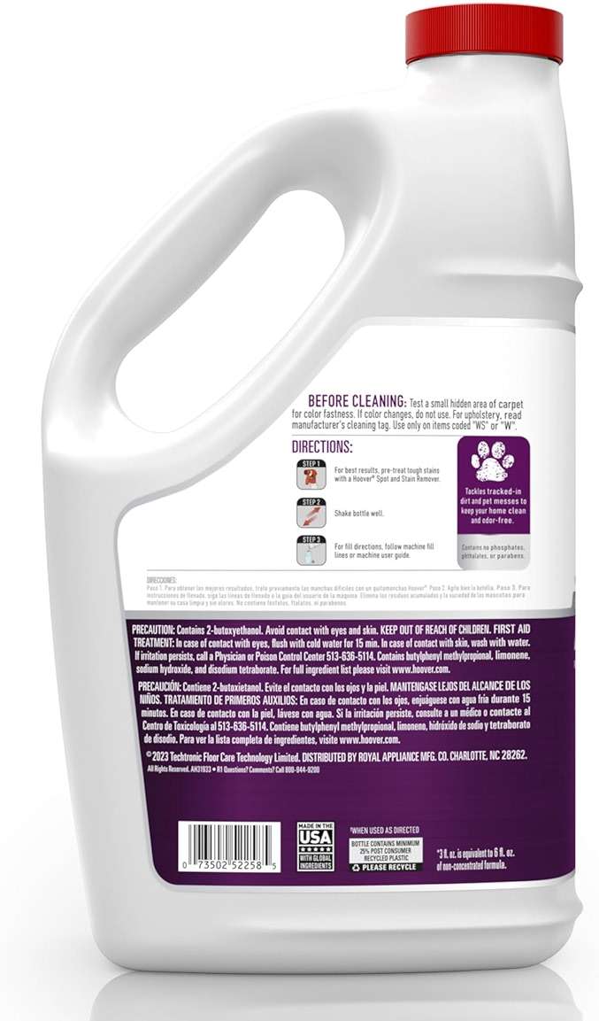 Hoover Pet Carpet Cleaner Solution, 128 oz., Tropical Breeze Scent, Deep Cleaning Shampoo Solution, Eliminates Urine Stains and Odors, Pair Carpet Cleaner Machine - Image 2