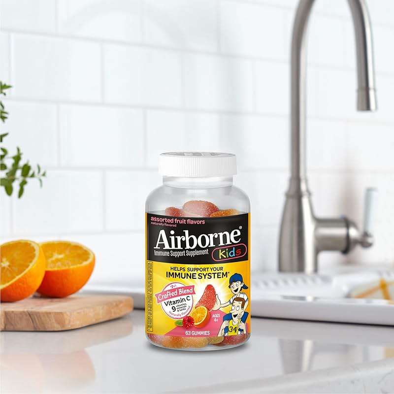 Airborne Kids 500mg Vitamin C Gummies, Kids Immune Support Zinc Gummies with Powerful Antioxidants VIT C & E - 63, Assorted Fruit Flavor - Image 11