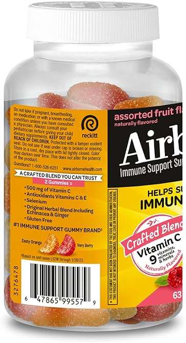 Airborne Kids 500mg Vitamin C Gummies, Kids Immune Support Zinc Gummies with Powerful Antioxidants VIT C & E - 63, Assorted Fruit Flavor - Image 15