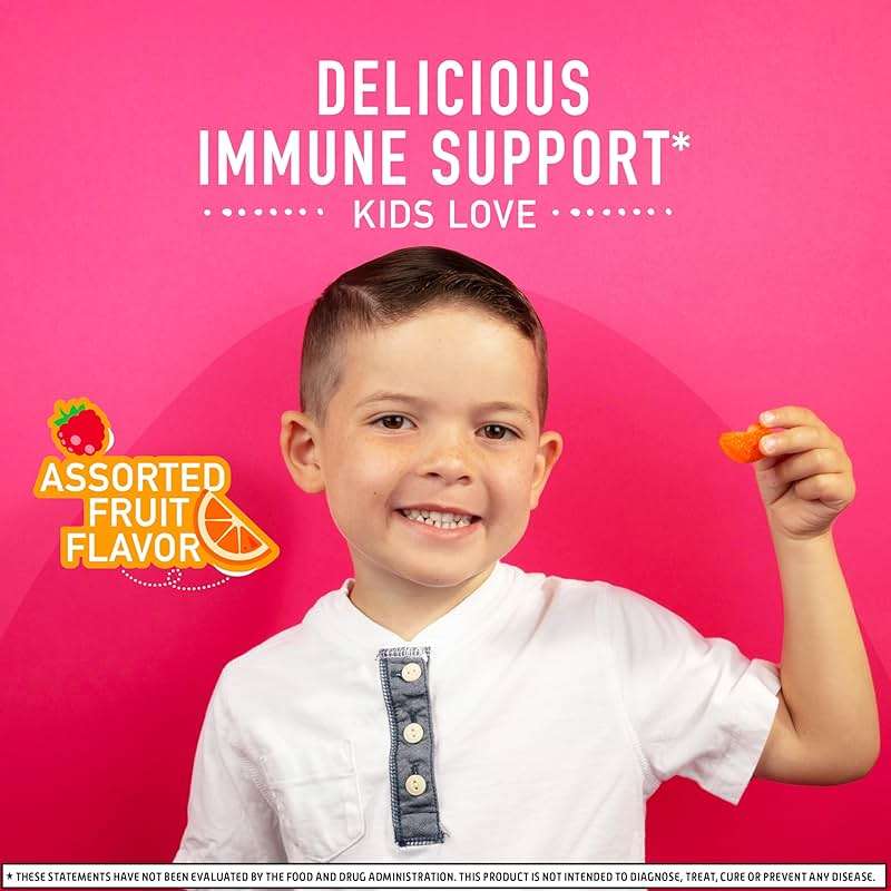 Airborne Kids 500mg Vitamin C Gummies, Kids Immune Support Zinc Gummies with Powerful Antioxidants VIT C & E - 63, Assorted Fruit Flavor - Image 5