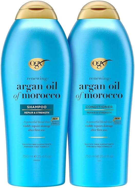 OGX Renewing + Argan Oil of Morocco Shampoo & Conditioner Set, Helps Strengthen & Repair Dry, Damaged Hair, Paraben-Free, Sulfate-Free Surfactants, 25.4 fl. Oz (Pack of 2) - Image 1