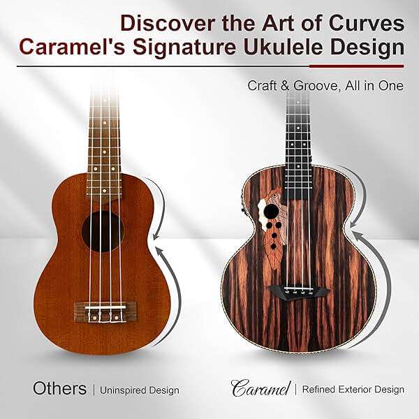 Caramel Ebony Wood Baritone Ukulele 30inch Wood LCD Color Display Electric Ukelele Kit Hawaiian Beginner Guitar Starter Pack Bundle Gig bag, Strap, Strings Set - Image 4