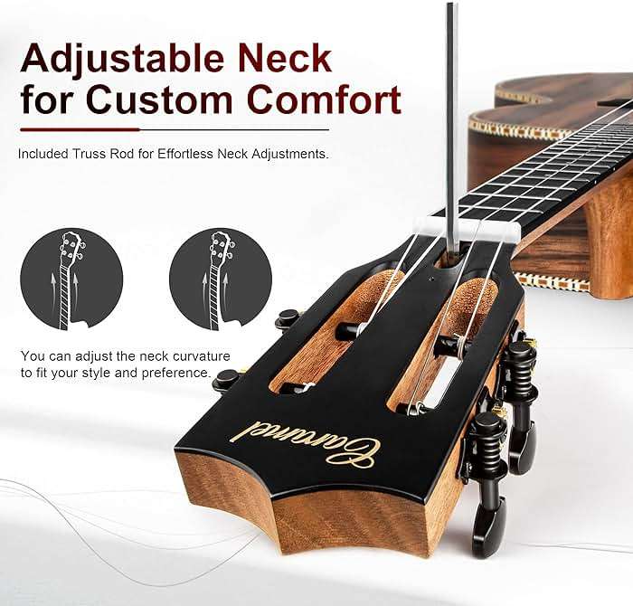 Caramel Ebony Wood Baritone Ukulele 30inch Wood LCD Color Display Electric Ukelele Kit Hawaiian Beginner Guitar Starter Pack Bundle Gig bag, Strap, Strings Set - Image 5