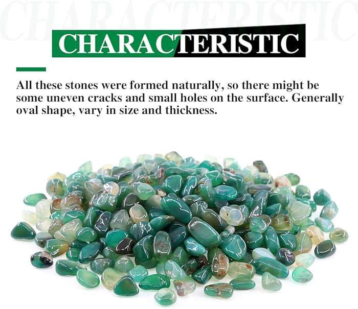 Hilitchi Green Agate Stone Tumbled Stones for Plants Cacti & Succulents Bedding, Vase Filler, Landscape Bottom Decoration (About 1lb(455g)/Bag) - Image 4