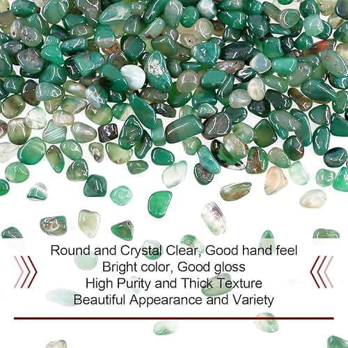 Hilitchi Green Agate Stone Tumbled Stones for Plants Cacti & Succulents Bedding, Vase Filler, Landscape Bottom Decoration (About 1lb(455g)/Bag) - Image 5