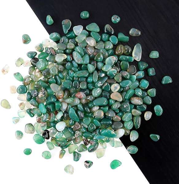 Hilitchi Green Agate Stone Tumbled Stones for Plants Cacti & Succulents Bedding, Vase Filler, Landscape Bottom Decoration (About 1lb(455g)/Bag) - Image 6