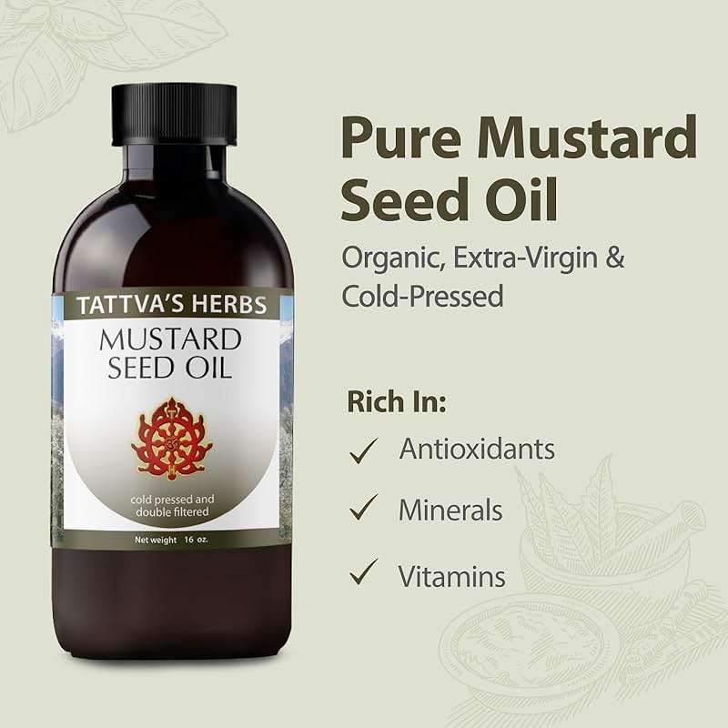 Tattva's Herbs Unrefined Cold Pressed Mustard Seed Oil for Hair & Body, 16oz - Image 4