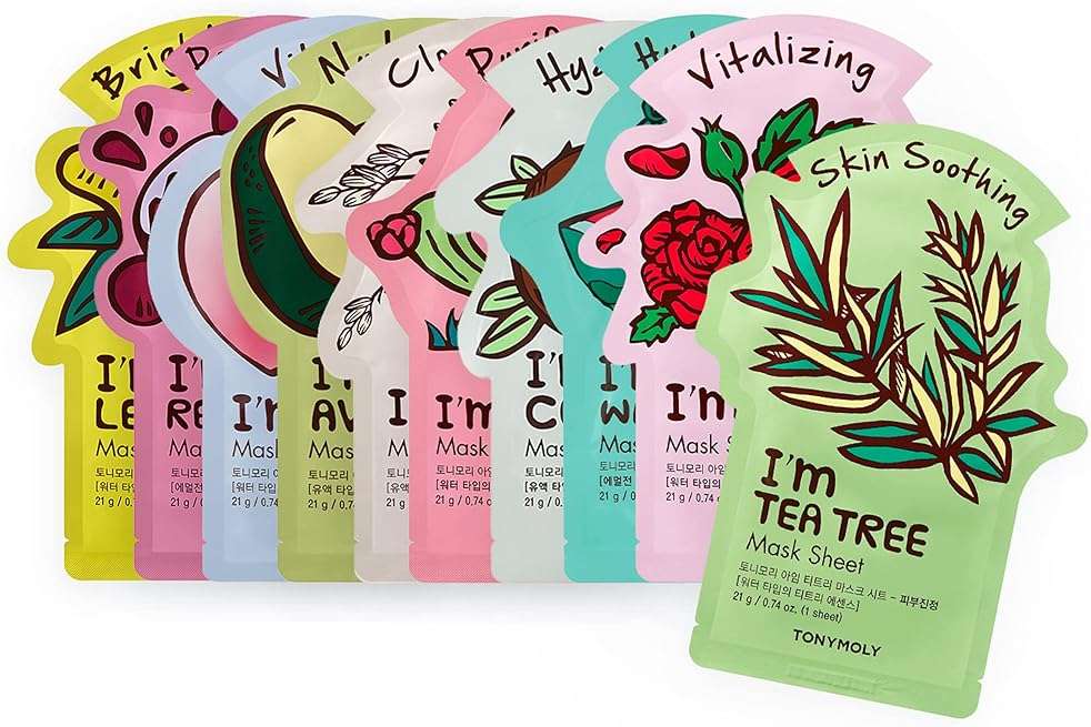 TONYMOLY I’m Sheet Mask Gift Set – Korean Face Mask Variety Pack with Hydrating & Vitamin Essences, 10 Pack - Image 1