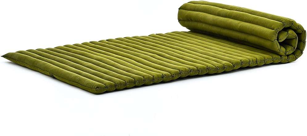 Leewadee - Foldable Floor Mattress - Japanese Roll Up Futon -Trifold Tatami Mat- Guest Floor Bed - Camping Mattress - Thai Massage Mat, Kapok Filled, 75 x 28 inches, Green - Image 4