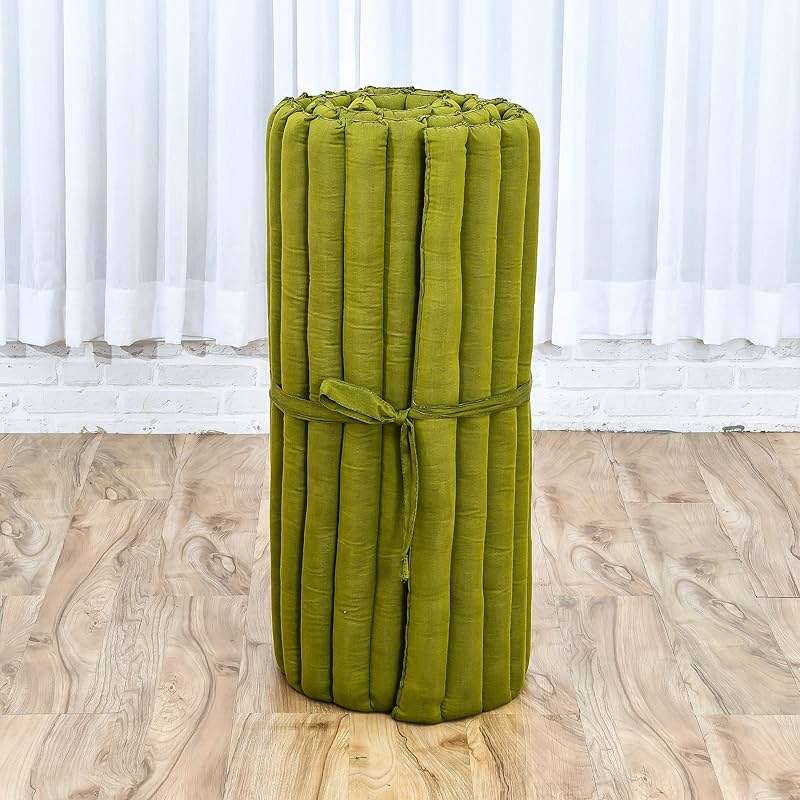 Leewadee - Foldable Floor Mattress - Japanese Roll Up Futon -Trifold Tatami Mat- Guest Floor Bed - Camping Mattress - Thai Massage Mat, Kapok Filled, 75 x 28 inches, Green - Image 9