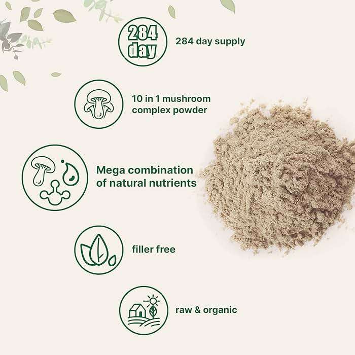 Micro Ingredients Organic Mega Mushroom Powder,10 Ounce (284 Days Supply) | 10 in 1 Complex Formula for Immune System Booster | Chaga, Lions Mane, Cordyceps, Reishi & More | Filler Free, Vegan - Image 5