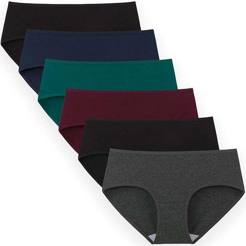 INNERSY Womens Underwear Cotton Hipster Panties Regular & Plus Size 6-Pack - Image 2