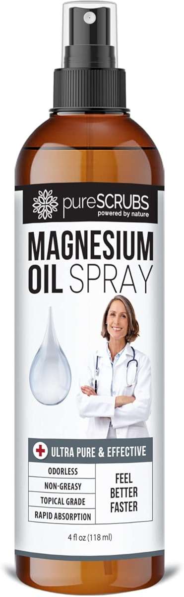 Fast Acting Pure Topical Magnesium Oil Spray for Feet, Skin, Body, Ultra Fast Absorption for Better Health, Pure Zechstein Brine - (4 fl oz - 1pk) - Image 1