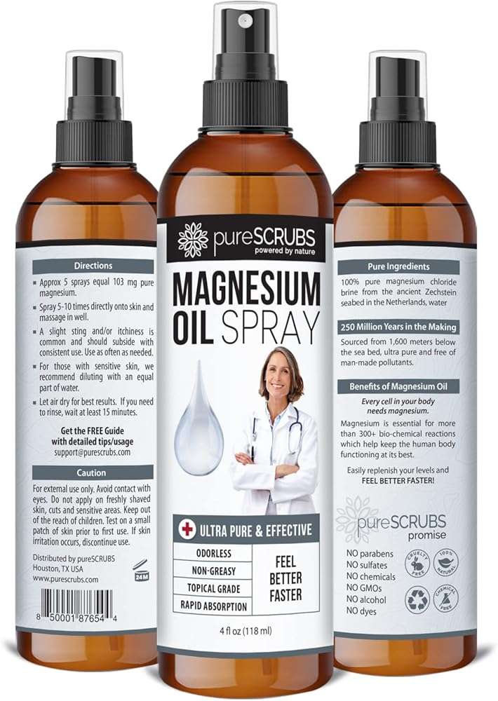 Fast Acting Pure Topical Magnesium Oil Spray for Feet, Skin, Body, Ultra Fast Absorption for Better Health, Pure Zechstein Brine - (4 fl oz - 1pk) - Image 2