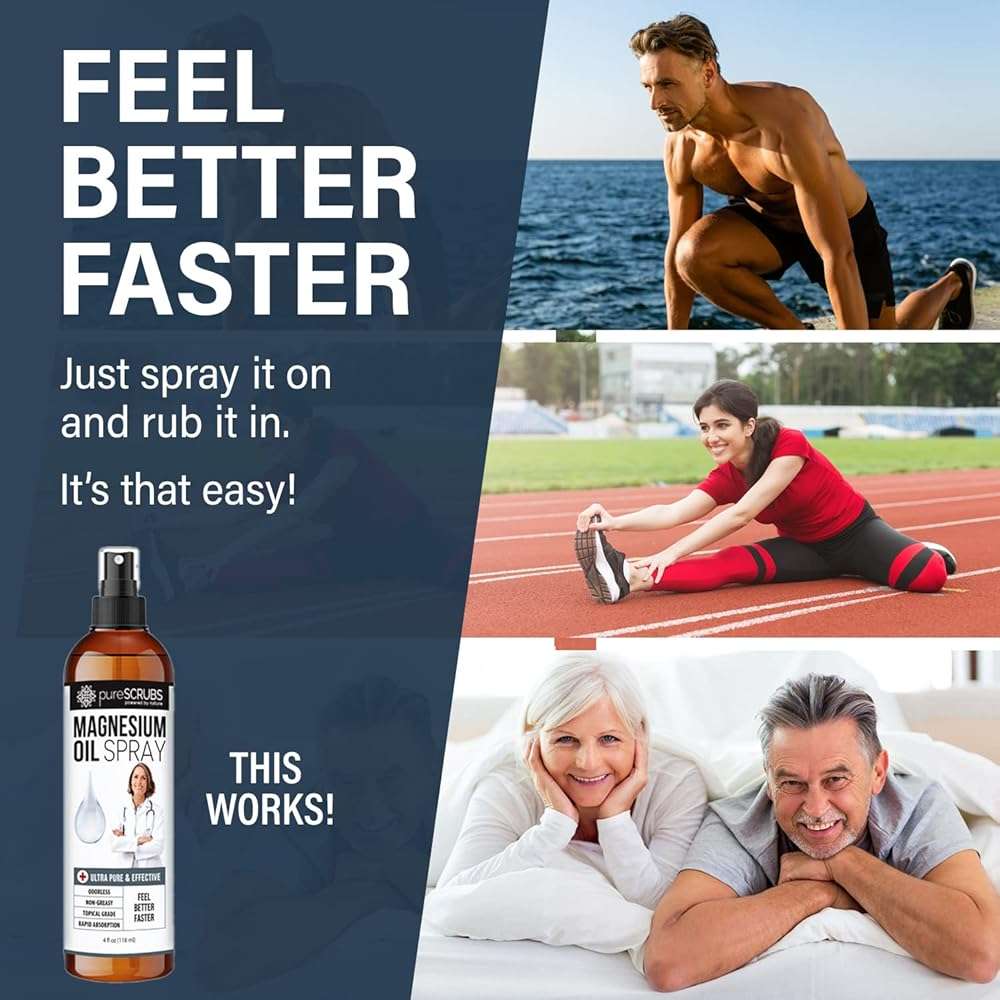Fast Acting Pure Topical Magnesium Oil Spray for Feet, Skin, Body, Ultra Fast Absorption for Better Health, Pure Zechstein Brine - (4 fl oz - 1pk) - Image 3