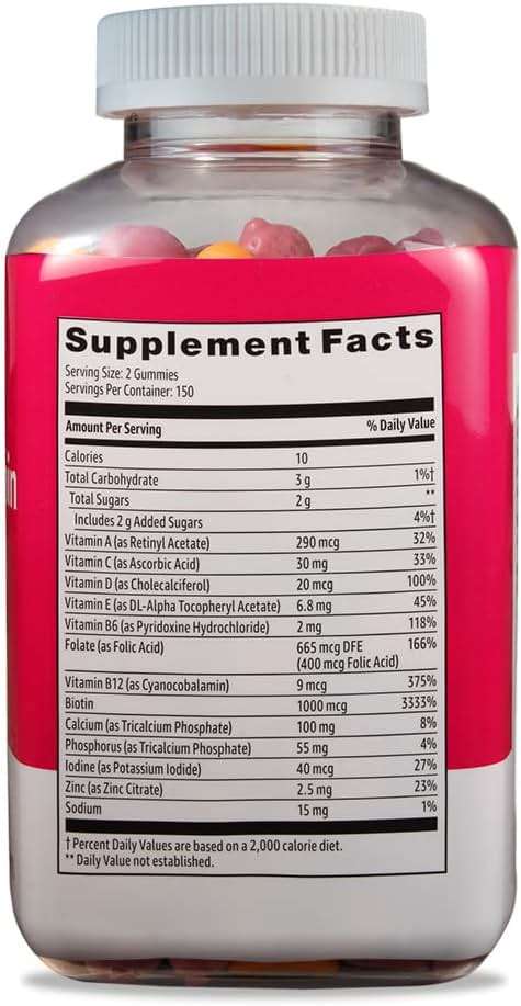 Amazon Basics Women's Multivitamin, Mixed Berry Flavor, Vegetarian & Gluten-Free, 300 Gummies (150 Servings) (Previously Solimo) - Image 2
