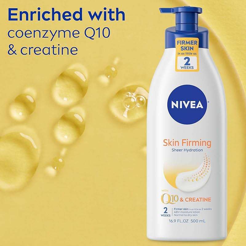 NIVEA Sheer Hydration Skin Firming Body Lotion (16.9 Fl Oz) + Skin Firming & Toning Body Gel Cream with Hyaluronic Acid (6.7 Oz), Enriched with Q10 and Vitamin C - Image 2