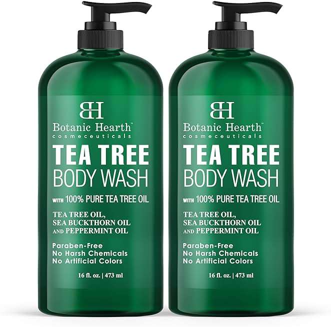 Botanic Hearth Tea Tree Body Wash 16 fl oz (2 Pack) Natural Antifungal & Odor Control Shower Gel for Acne, Athlete’s Foot, Ringworm, Jock Itch, Healthy Skin, Sulfate & Paraben Free, for Men & Women - Image 1
