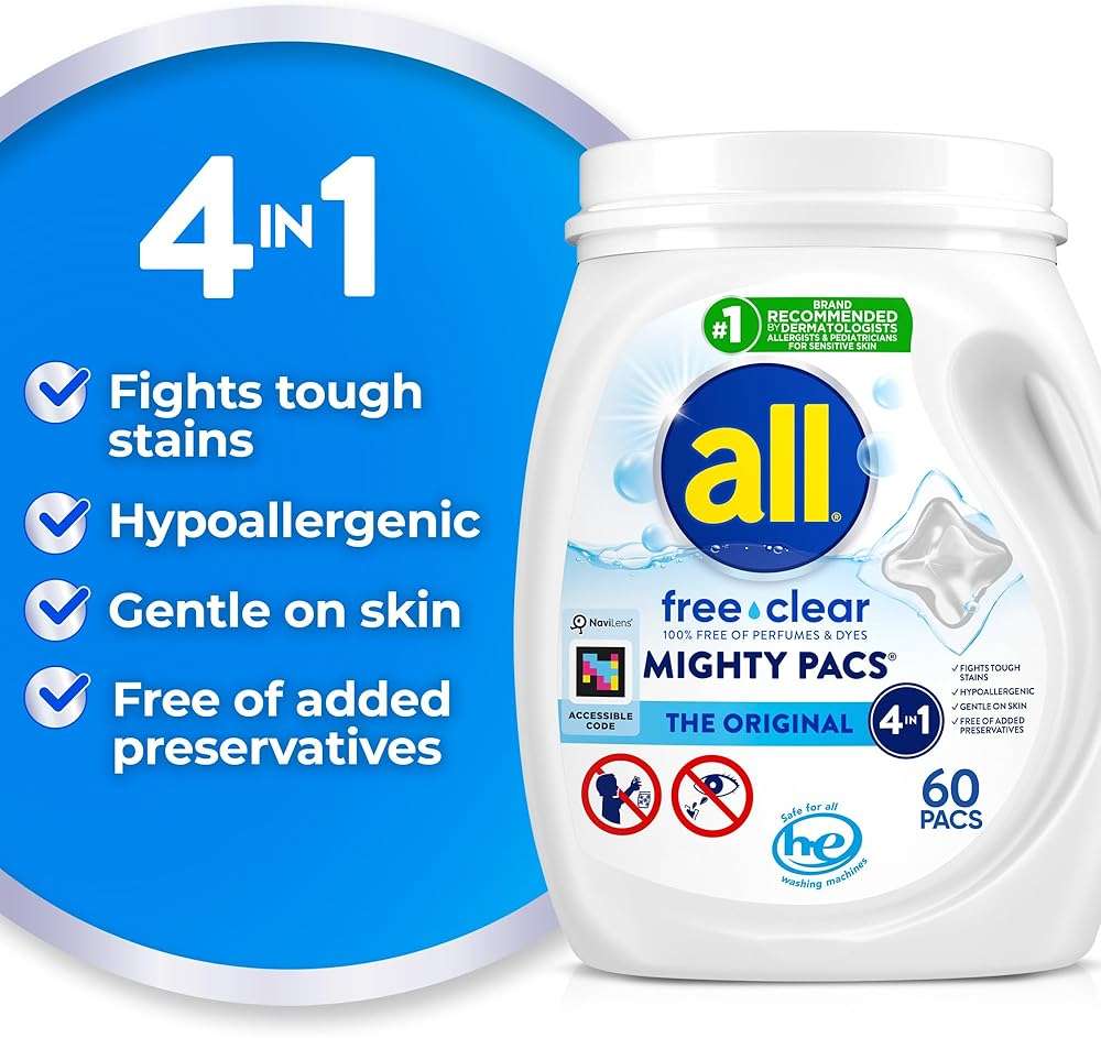 all Unit Dose Laundry Detergent, Mighty Pacs, Free Clear, 60 Count - Image 2