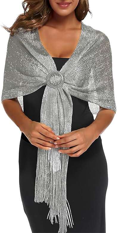 Rheane Shawls and Wraps for Evening Dress, Sparkle Shawls for Women with Buckle - Elegant Wedding Party Formal Shoulder Wrap - Image 1