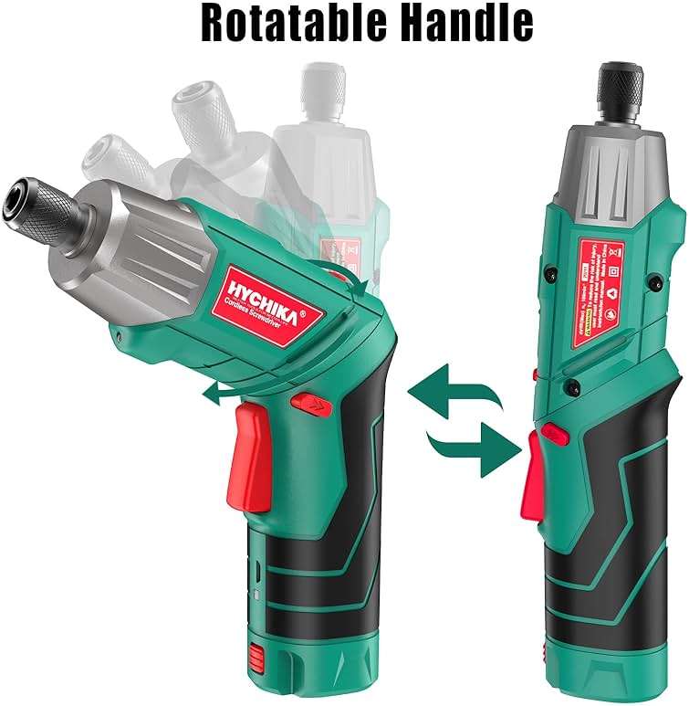 Cordless Screwdriver, HYCHIKA 4V 2.0Ah Electric Screwdriver Rechargeable Screw Gun & Bit Set, Front LED and Rear Flashlight, Ratchet Wrench, DC Charging with USB Cable, 36pcs Accessories - Image 7