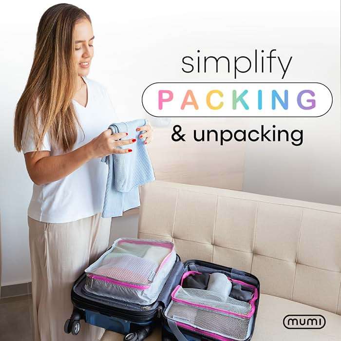 MUMI Packing Cubes – 5-Piece Compression Packing Cubes for Travel, Luggage Organizers for Suitcases, Carry-On Bags, Backpacks, and Duffel Bags – Space-Saving Travel Essentials - Gray - Image 2