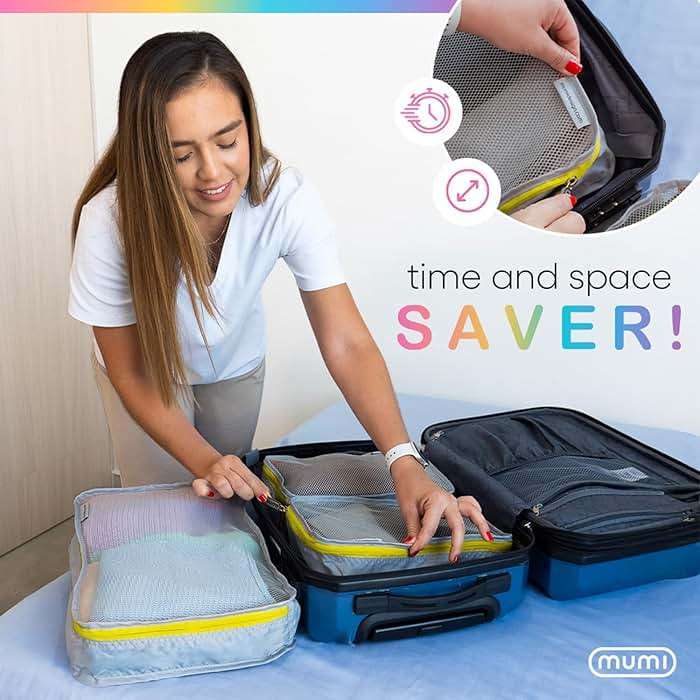 MUMI Packing Cubes – 5-Piece Compression Packing Cubes for Travel, Luggage Organizers for Suitcases, Carry-On Bags, Backpacks, and Duffel Bags – Space-Saving Travel Essentials - Gray - Image 4