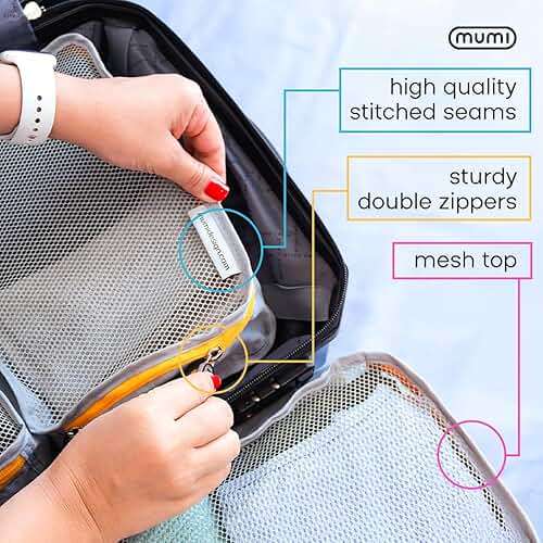 MUMI Packing Cubes – 5-Piece Compression Packing Cubes for Travel, Luggage Organizers for Suitcases, Carry-On Bags, Backpacks, and Duffel Bags – Space-Saving Travel Essentials - Gray - Image 6