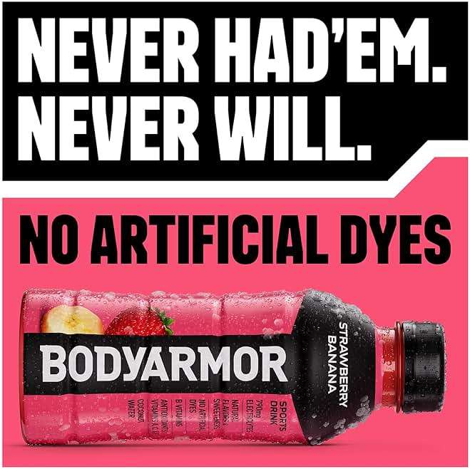 BODYARMOR Sports Drink, Strawberry Banana, Electrolyte Drink Hydration, 12 Fl Oz Bottles (8 Pack), Flavored Coconut Water with B Vitamins & Antioxidants - Image 4