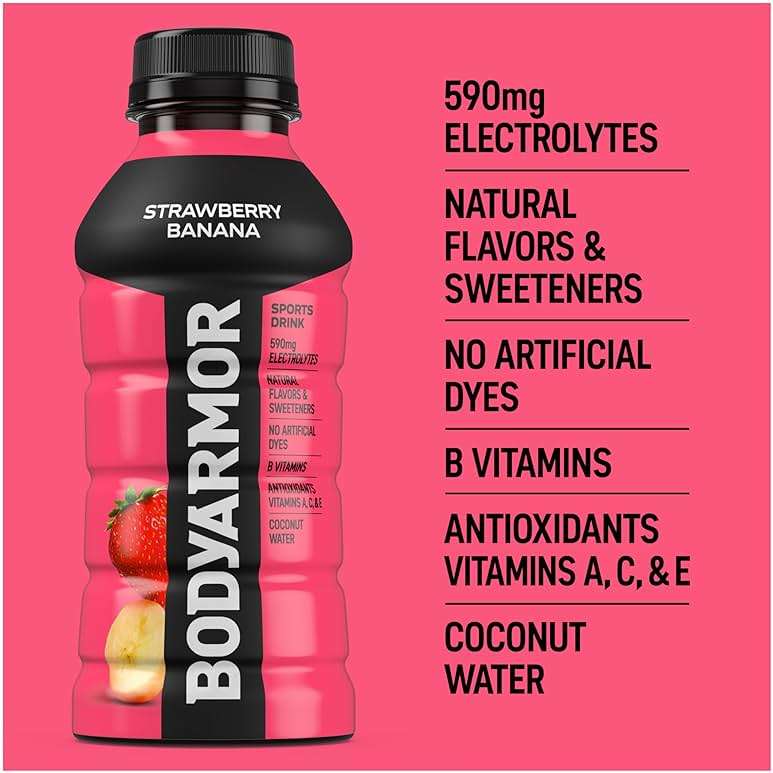 BODYARMOR Sports Drink, Strawberry Banana, Electrolyte Drink Hydration, 12 Fl Oz Bottles (8 Pack), Flavored Coconut Water with B Vitamins & Antioxidants - Image 7