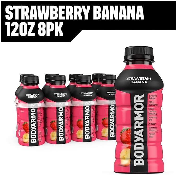 BODYARMOR Sports Drink, Strawberry Banana, Electrolyte Drink Hydration, 12 Fl Oz Bottles (8 Pack), Flavored Coconut Water with B Vitamins & Antioxidants - Image 10