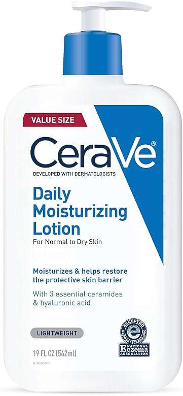 CeraVe Daily Moisturizing Lotion for Dry Skin, Body Lotion & Face Moisturizer with Hyaluronic Acid and Ceramides, Daily Moisturizer, Fragrance Free, Oil-Free, 19 Ounce - Image 1