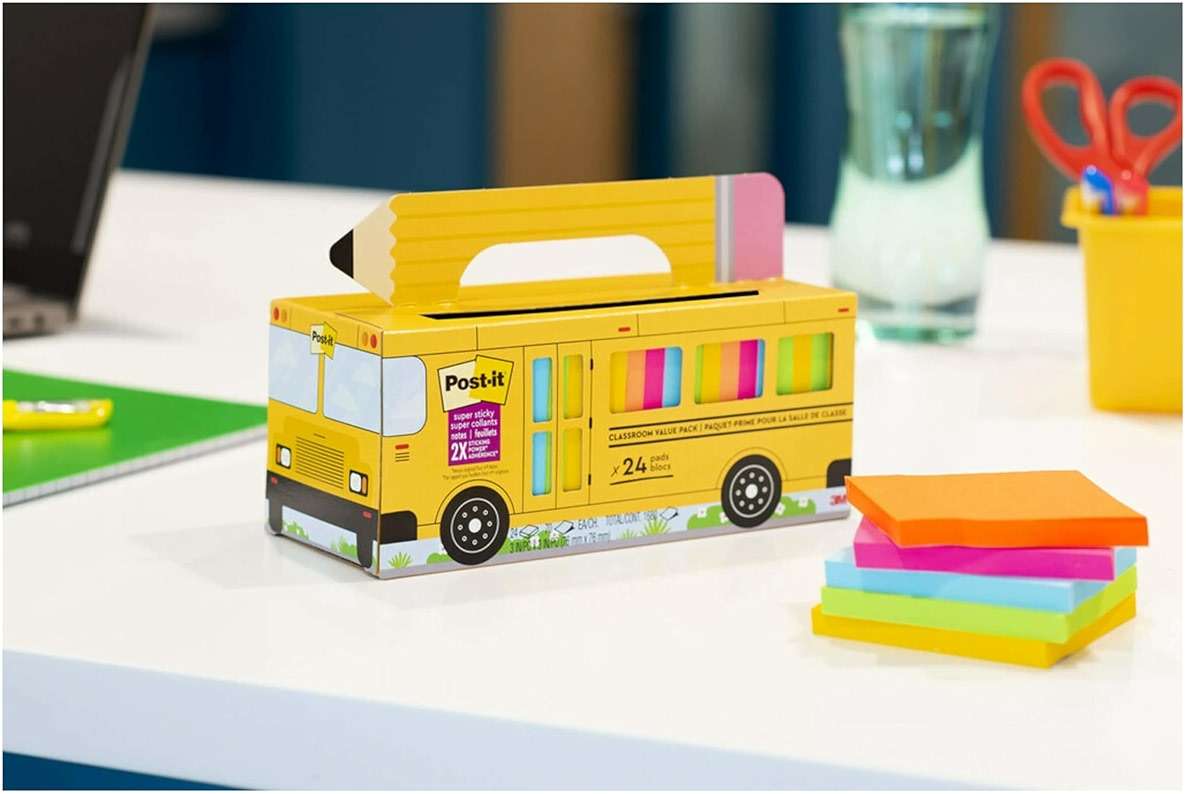 Post-it Super Sticky Notes, 24 Sticky Notes Pads, 3 x 3 in., School Supplies and Oﬃce Supplies, 2X the Sticking Power, Assorted Brights - Image 2