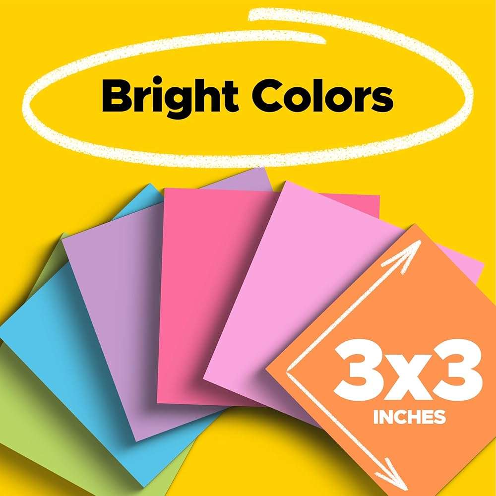 Post-it Super Sticky Notes, 24 Sticky Notes Pads, 3 x 3 in., School Supplies and Oﬃce Supplies, 2X the Sticking Power, Assorted Brights - Image 3
