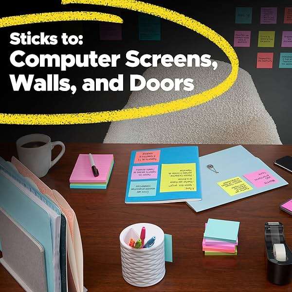 Post-it Super Sticky Notes, 24 Sticky Notes Pads, 3 x 3 in., School Supplies and Oﬃce Supplies, 2X the Sticking Power, Assorted Brights - Image 8