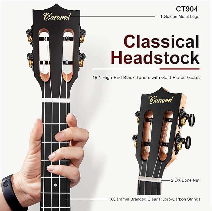 26 inch Caramel CT904 Ebony Tenor LCD color display Electric Professional Player Beginners Ukulele Uke Kit Bundle Padded Gig bag Strings,Strap - Image 3