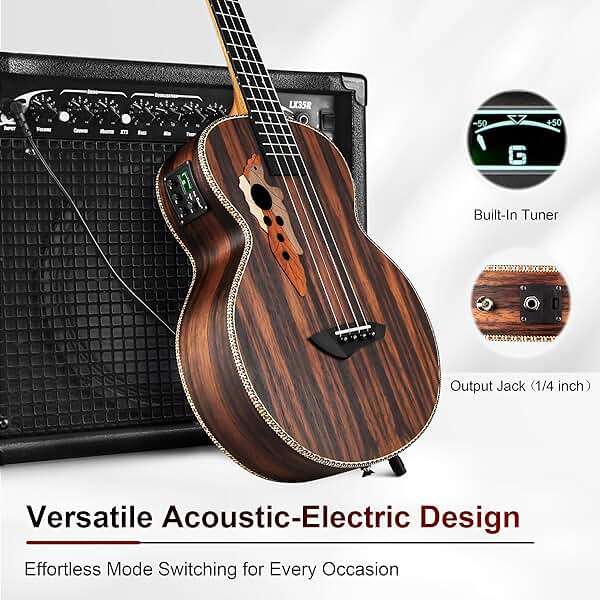 26 inch Caramel CT904 Ebony Tenor LCD color display Electric Professional Player Beginners Ukulele Uke Kit Bundle Padded Gig bag Strings,Strap - Image 6