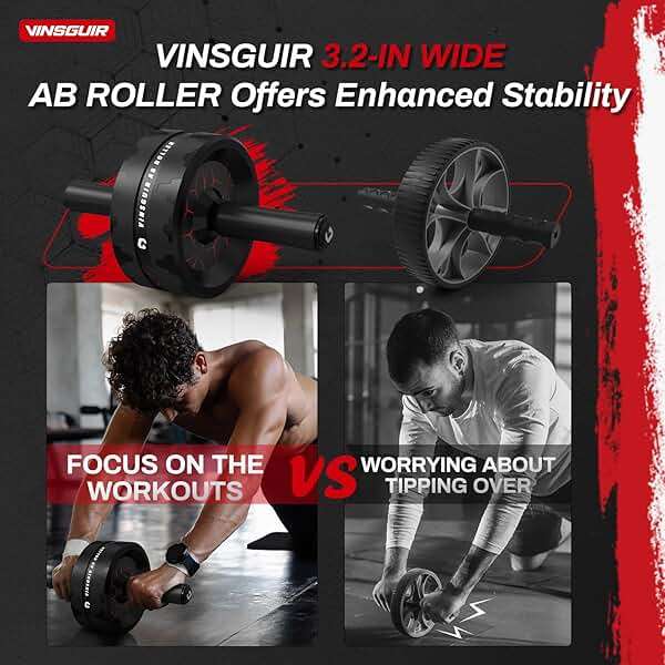 VINSGUIR Ab Roller Wheel, Abs & Core Workout Equipment for Home Gym with Knee Pad Accessories, Abdominal Wheel for Full-body Strength Training - Image 2